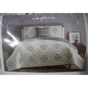 4 Piece Quilt Set Inspire Adonna Queen Sz "Wake Up And Be Fabulous"  Pillow NIP